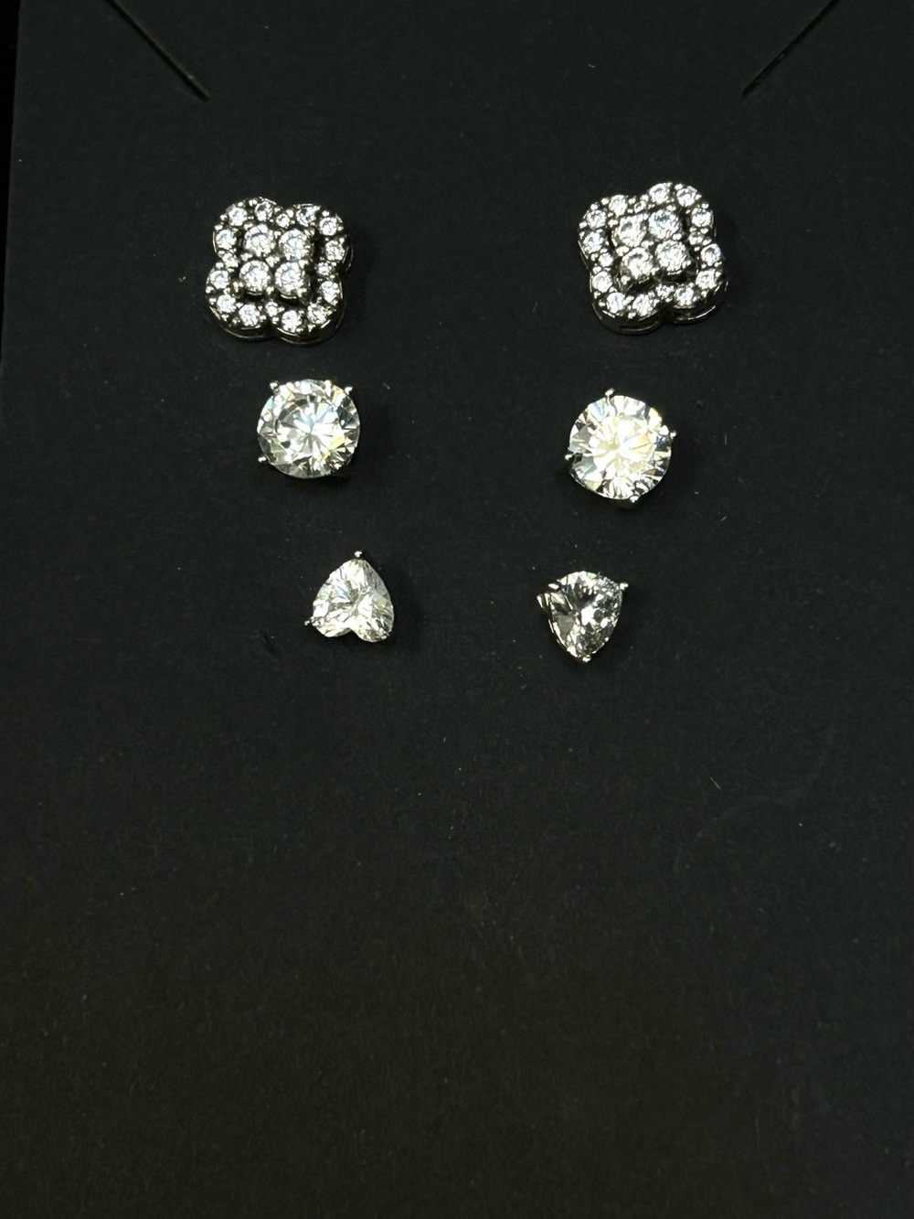 Sterling Silver 925 Crystal Sparkling Stud Earring Set